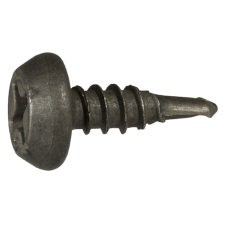 Midwest Fastener Self-Drilling Screw, #6 x 7/16 in, Black Phosphate Steel Pan Head Phillips Drive, 500 PK 07051
